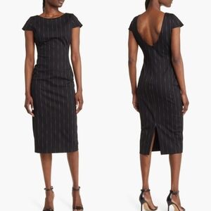 Dress The Population Marcella Pinstripe Midi Dress